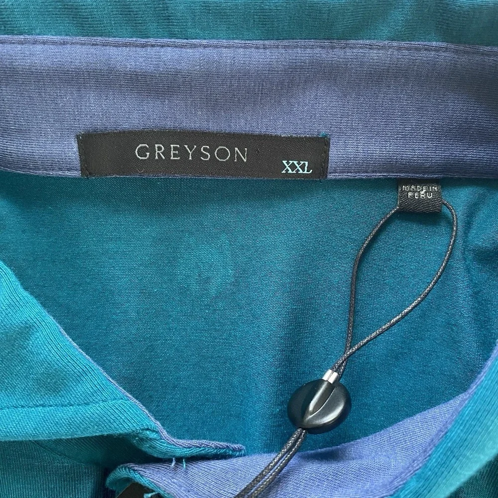 Greyson Apache II Long Sleeve‎ polo Shirt Men's XXL Fiddle Teal Green